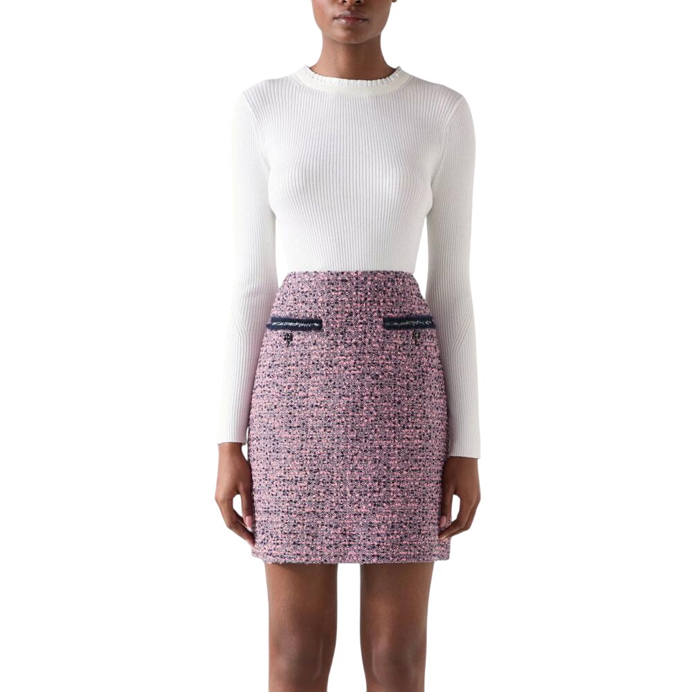 L.K. Bennett Charlie Pink Recycled Tweed Skirt